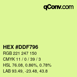 Code couleur: HEX #DDF796 | qconv.com