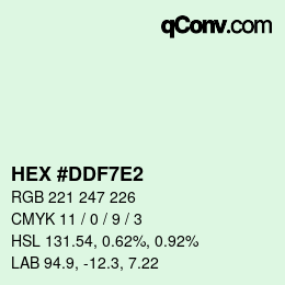Color code: HEX #DDF7E2 | qconv.com