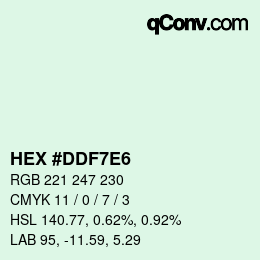 Color code: HEX #DDF7E6 | qconv.com