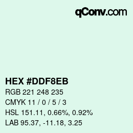 Color code: HEX #DDF8EB | qconv.com