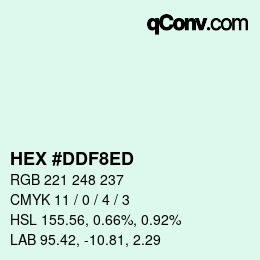 カラーコード: HEX #DDF8ED | qconv.com