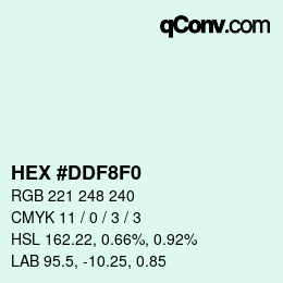 Color code: HEX #DDF8F0 | qconv.com