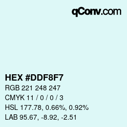 カラーコード: HEX #DDF8F7 | qconv.com