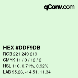 カラーコード: HEX #DDF9DB | qconv.com