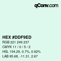 カラーコード: HEX #DDF9ED | qconv.com