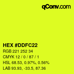 Farbcode: HEX #DDFC22 | qconv.com