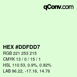 カラーコード: HEX #DDFDD7 | qconv.com