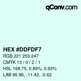 カラーコード: HEX #DDFDF7 | qconv.com
