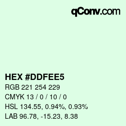 カラーコード: HEX #DDFEE5 | qconv.com
