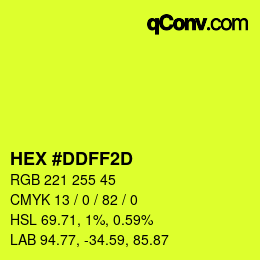 Color code: HEX #DDFF2D | qconv.com