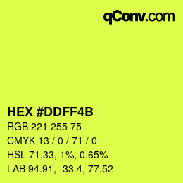 Color code: HEX #DDFF4B | qconv.com