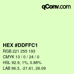 Color code: HEX #DDFFC1 | qconv.com