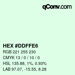 Color code: HEX #DDFFE6 | qconv.com