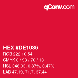カラーコード: HEX #DE1036 | qconv.com