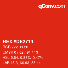 カラーコード: HEX #DE2714 | qconv.com