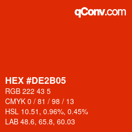 カラーコード: HEX #DE2B05 | qconv.com