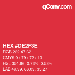 Color code: HEX #DE2F3E | qconv.com