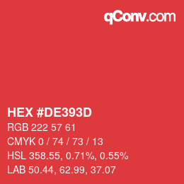 Farbcode: HEX #DE393D | qconv.com