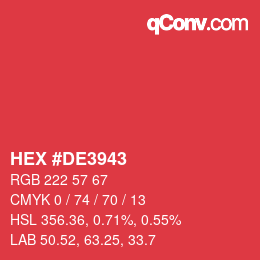 Color code: HEX #DE3943 | qconv.com