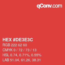 Color code: HEX #DE3E3C | qconv.com