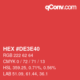 カラーコード: HEX #DE3E40 | qconv.com