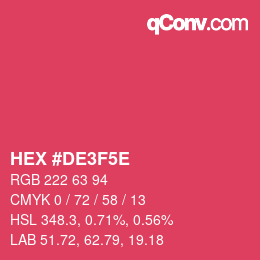 Color code: HEX #DE3F5E | qconv.com