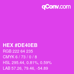 Color code: HEX #DE40EB | qconv.com