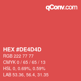 カラーコード: HEX #DE4D4D | qconv.com