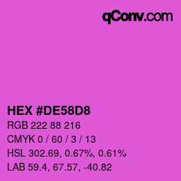 カラーコード: HEX #DE58D8 | qconv.com