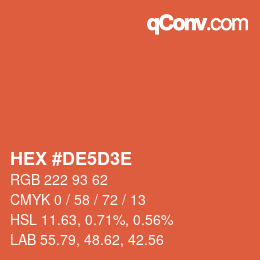 Color code: HEX #DE5D3E | qconv.com