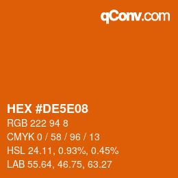 Color code: HEX #DE5E08 | qconv.com