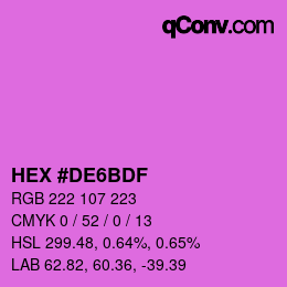 カラーコード: HEX #DE6BDF | qconv.com