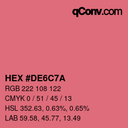 カラーコード: HEX #DE6C7A | qconv.com