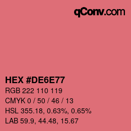 Code couleur: HEX #DE6E77 | qconv.com