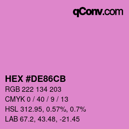 Farbcode: HEX #DE86CB | qconv.com