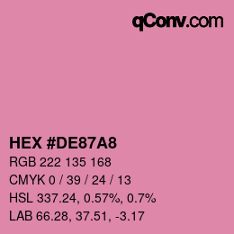 カラーコード: HEX #DE87A8 | qconv.com