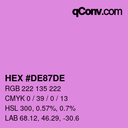 Color code: HEX #DE87DE | qconv.com
