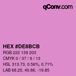 Color code: HEX #DE8BCB | qconv.com