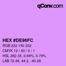 Color code: HEX #DE96FC | qconv.com