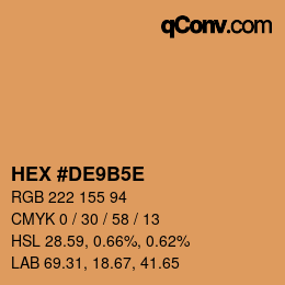 Color code: HEX #DE9B5E | qconv.com