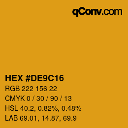 カラーコード: HEX #DE9C16 | qconv.com