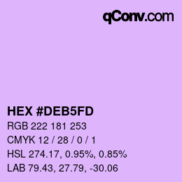 颜色代码: HEX #DEB5FD | qconv.com