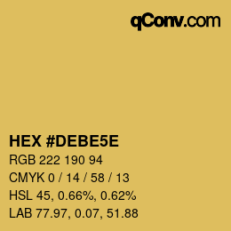 Color code: HEX #DEBE5E | qconv.com