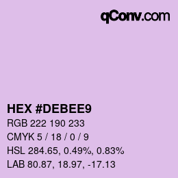 Color code: HEX #DEBEE9 | qconv.com