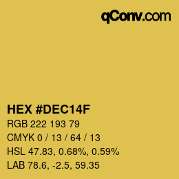Color code: HEX #DEC14F | qconv.com