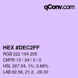 Color code: HEX #DEC2FF | qconv.com