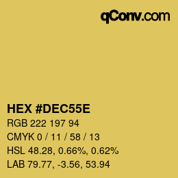 Color code: HEX #DEC55E | qconv.com