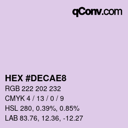 颜色代码: HEX #DECAE8 | qconv.com