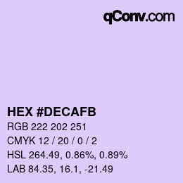 Color code: HEX #DECAFB | qconv.com