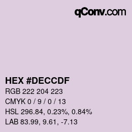 Color code: HEX #DECCDF | qconv.com